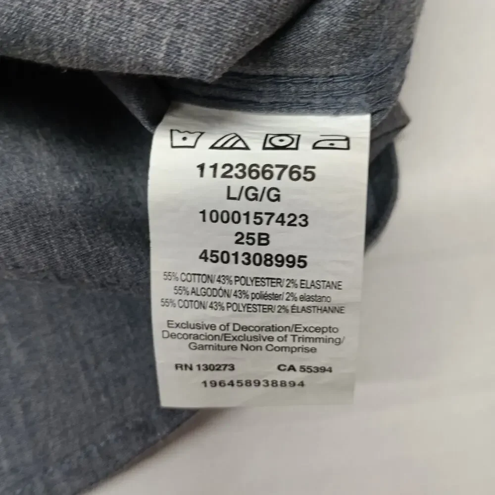 Wrangler Men's Relaxed Fit Woven Button Up Shirt Size L Gray‎
